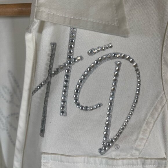 Women’s Harley-Davidson white dazzled sleeveless gilet vest jacket size XL - Picture 4 of 6